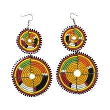 Tiered Light Orange Multi Color Maasai Beaded Earrings MM-619 