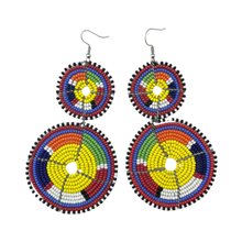 Tiered Yellow Multi Color Maasai Beaded Earrings MM-621 