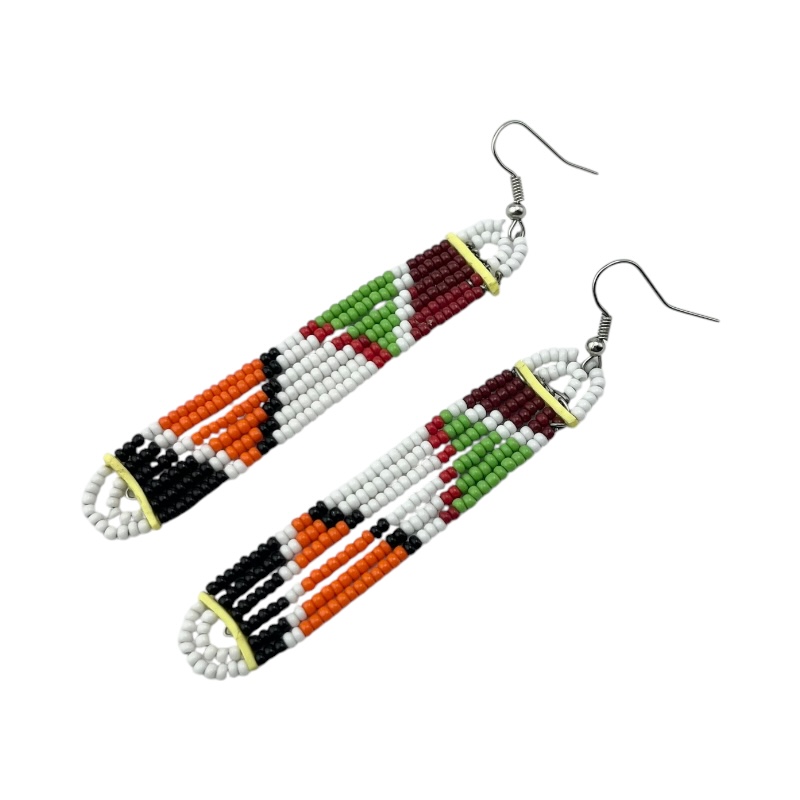 Maasai Glass Beads Multi Color Earrings 231-376