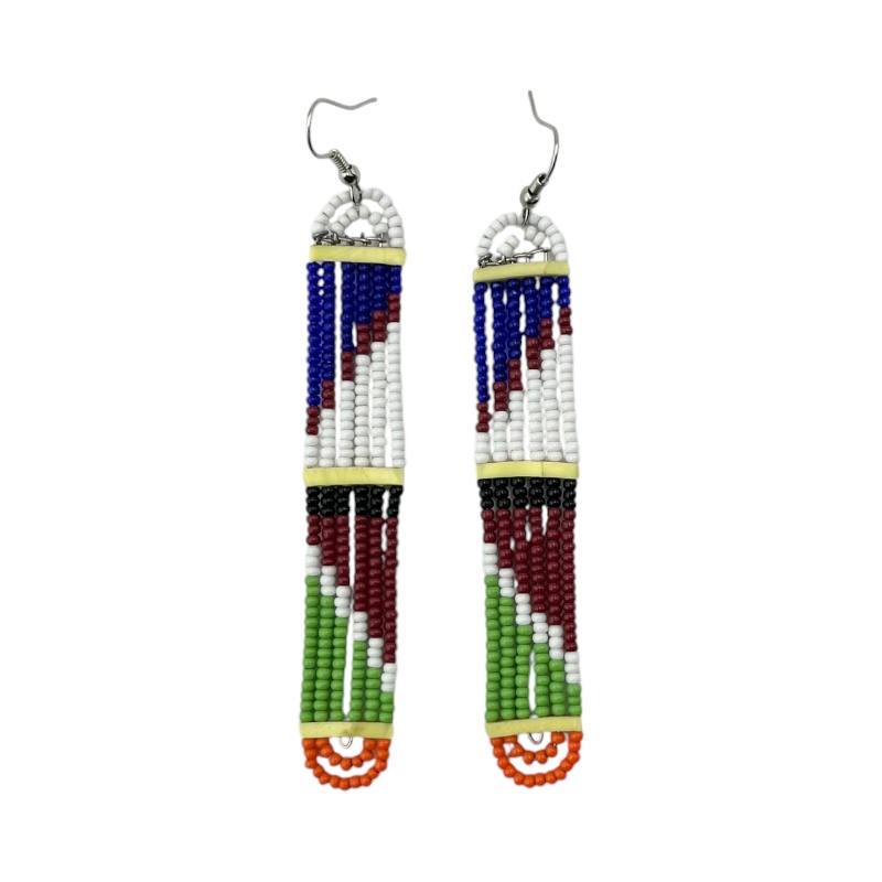 Maasai Glass Beads Multi Color Earrings 231-377