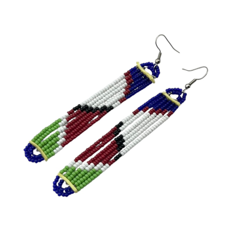 Maasai Glass Beads Multi Color Earrings 231-378