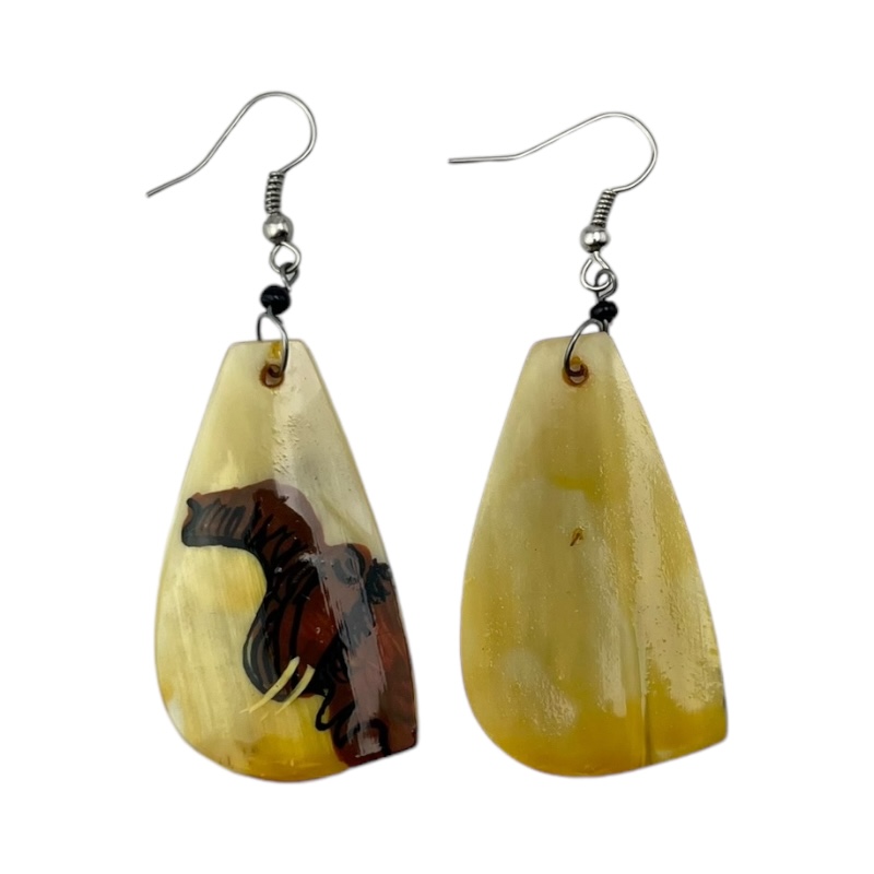 Elephant Cow Horn Earrings 326-13