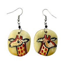 Giraffe Cow Horn Earrings 329-13