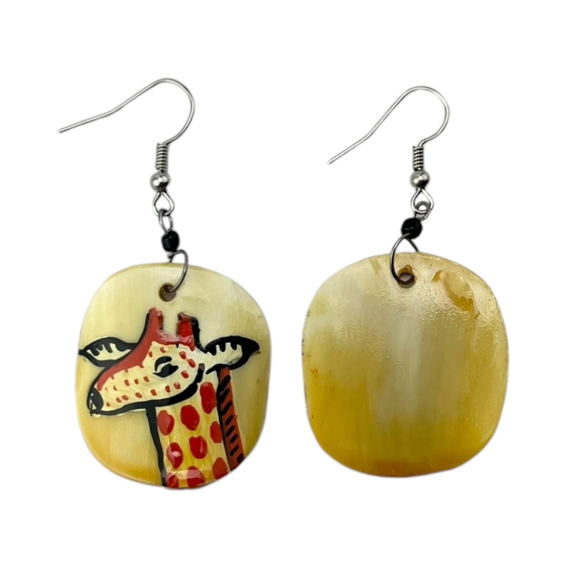 Giraffe Cow Horn Earrings 329-13