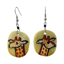 Giraffe Cow Horn Earrings 329-13