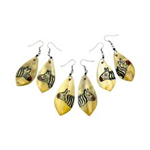 Zebra Cow Horn Earrings 324-13