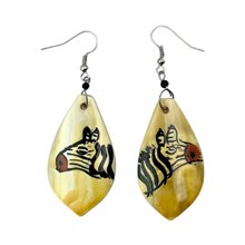 Zebra Cow Horn Earrings 324-13