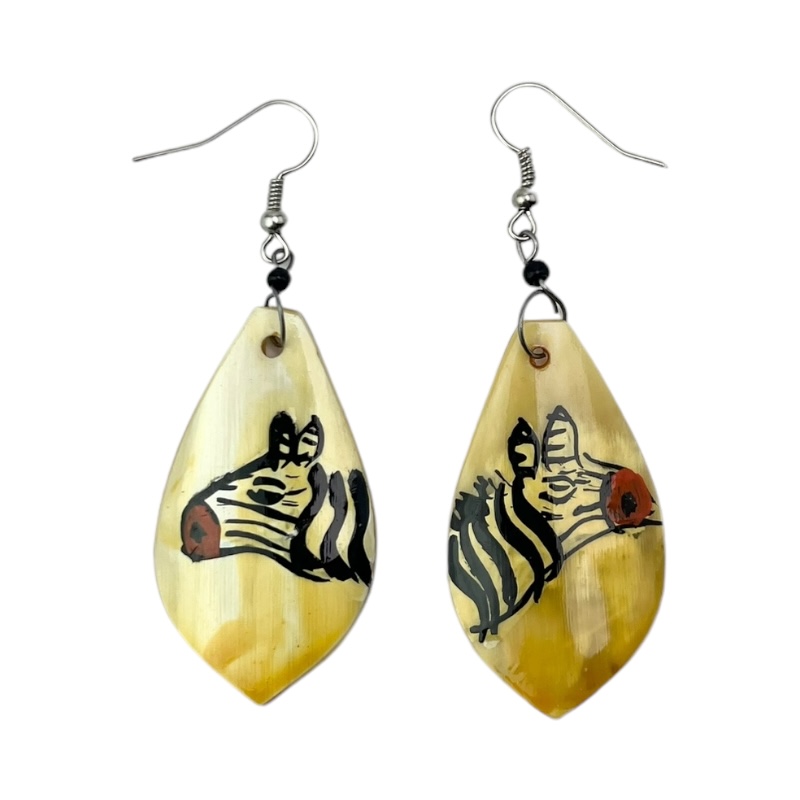 Zebra Cow Horn Earrings 324-13