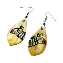 Zebra Cow Horn Earrings 324-13