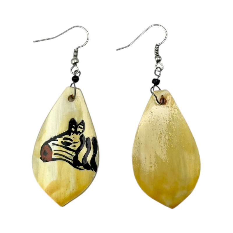 Zebra Cow Horn Earrings 324-13