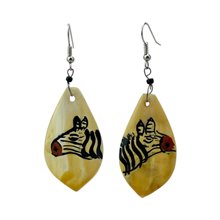 Zebra Cow Horn Earrings 324-13