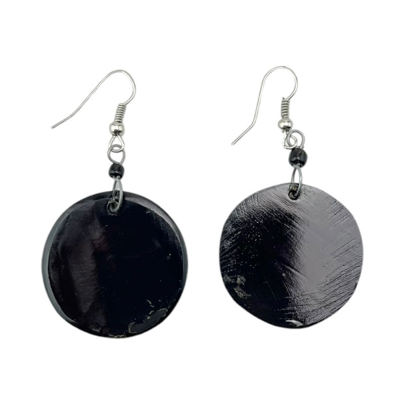 Disk Cow Horn Earrings