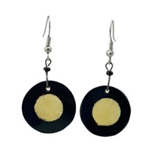 Full Moon Disk Cow Horn Earrings