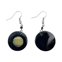 Full Moon Disk Cow Horn Earrings