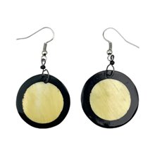 Full Moon Disk Cow Horn Earrings