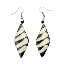 Mudcloth Print  Bone Earrings 674-8