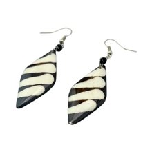 Mudcloth Print  Bone Earrings 674-8