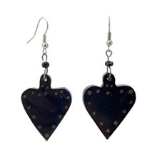 Polka Dot Heart Cow Horn Earrings