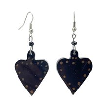 Polka Dot Heart Cow Horn Earrings