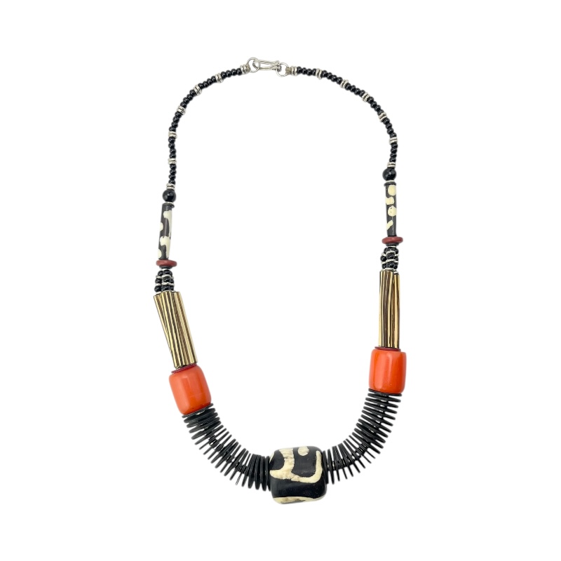 Ethnic Necklace Mixed Material Trade Beads