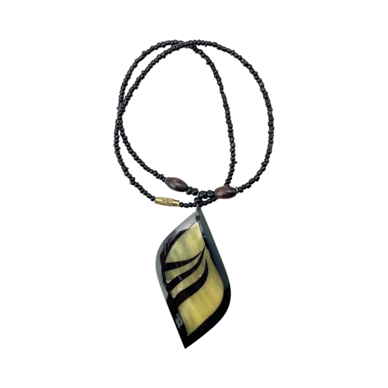 Cow Horn Leaf Pendant Necklace