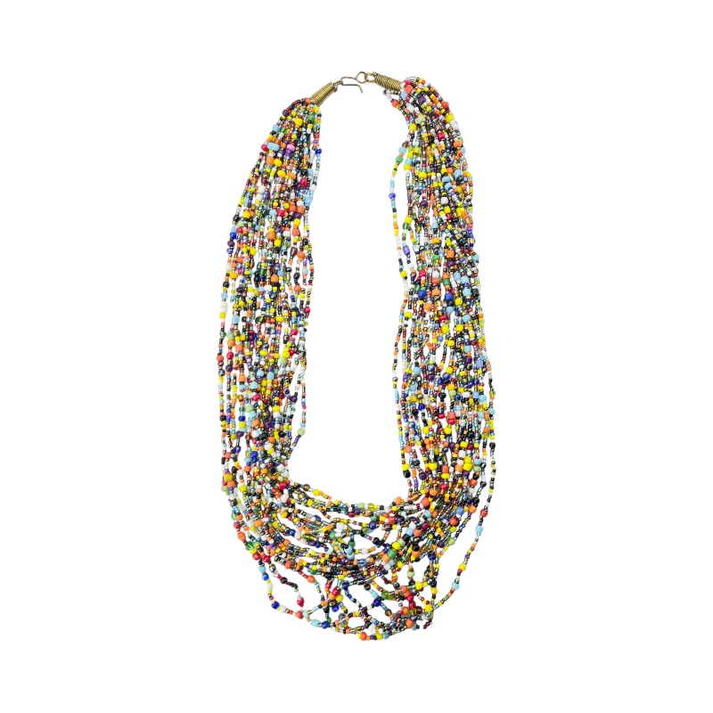 Multi Color Strand Maasai Bead Necklace 472-106