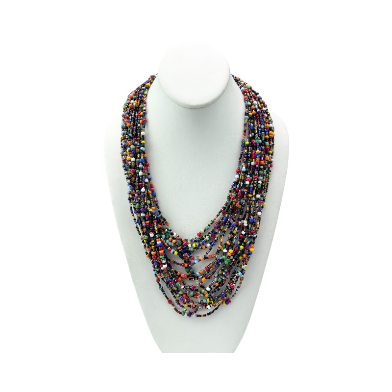 Multi Color Strand Maasai Bead Necklace 707-9-91