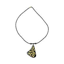 Triangular Giraffe Print Cow Horn Pendant Necklace