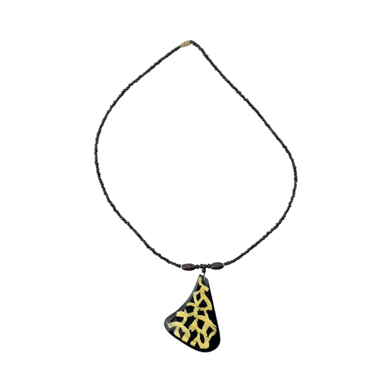 Triangular Giraffe Print Cow Horn Pendant Necklace