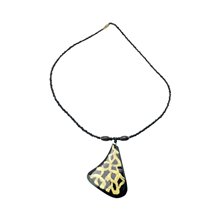 Triangular Giraffe Print Cow Horn Pendant Necklace