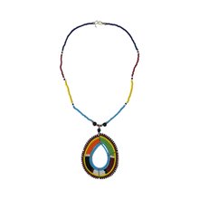 Maasai Multi Color Bead Tear Drop Pendant Necklace