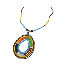 Maasai Multi Color Bead Tear Drop Pendant Necklace