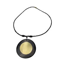 Full Moon Cow Horn Disk Pendant Necklace