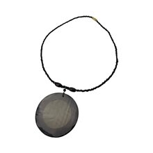 Full Moon Cow Horn Disk Pendant Necklace