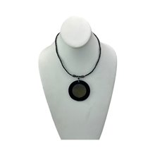 Full Moon Cow Horn Disk Pendant Necklace