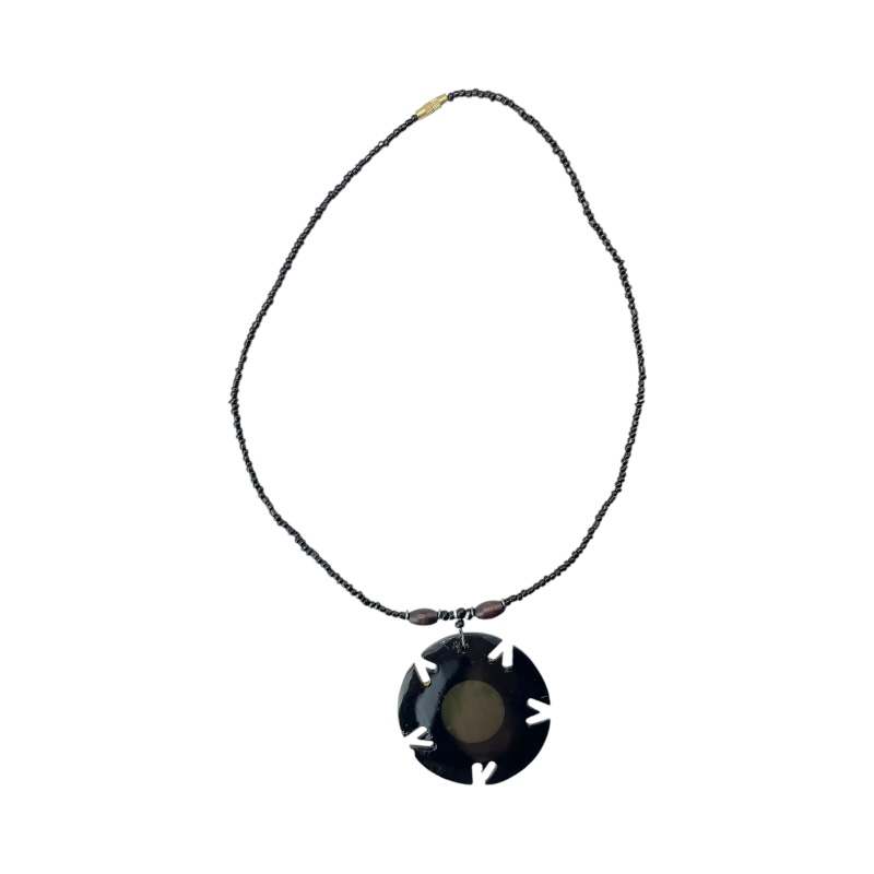 Round Cow Horn Pendant Necklace