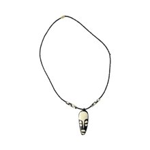 Tribal Mask Cow Bone Pendant Necklace