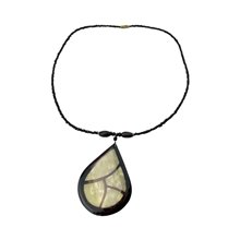 Tear Drop Cow Horn Leaf Pendant Necklace