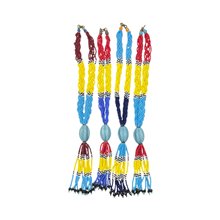 Multi Color Braided Maasai Bead Tassel Necklace