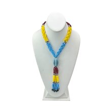 Multi Color Braided Maasai Bead Tassel Necklace