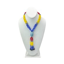 Multi Color Braided Maasai Bead Tassel Necklace