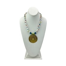 Multi Color Braided Maasai Brass Pendant Necklace