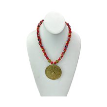 Multi Color Braided Maasai Brass Pendant Necklace