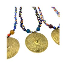 Multi Color Braided Maasai Brass Pendant Necklace