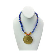 Multi Color Braided Maasai Brass Pendant Necklace