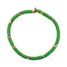 Maasai Light Green with Multi Color Bead Necklace