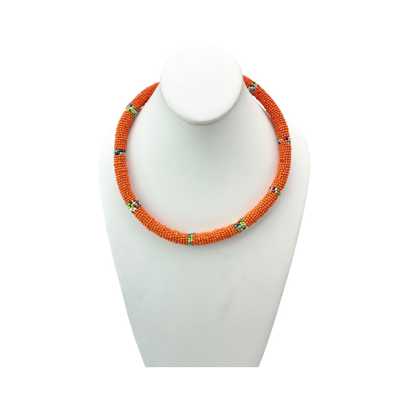 Orange Maasai Bead Necklace