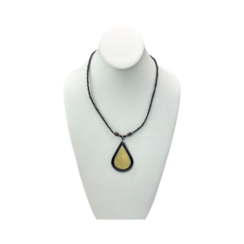 Cow Horn Tear Drop Pendant Necklace