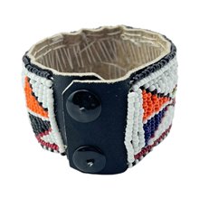 Maasai Bead Leather Bracelet Cuff 403-33