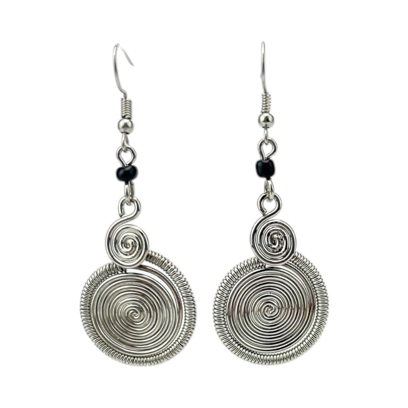 Milele Silver Spiral Earrings